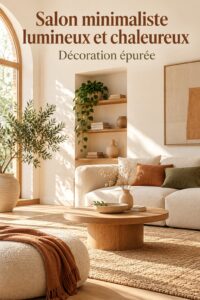 Un salon moderne et lumineux avec des meubles minimalistes et de grandes fenêtres