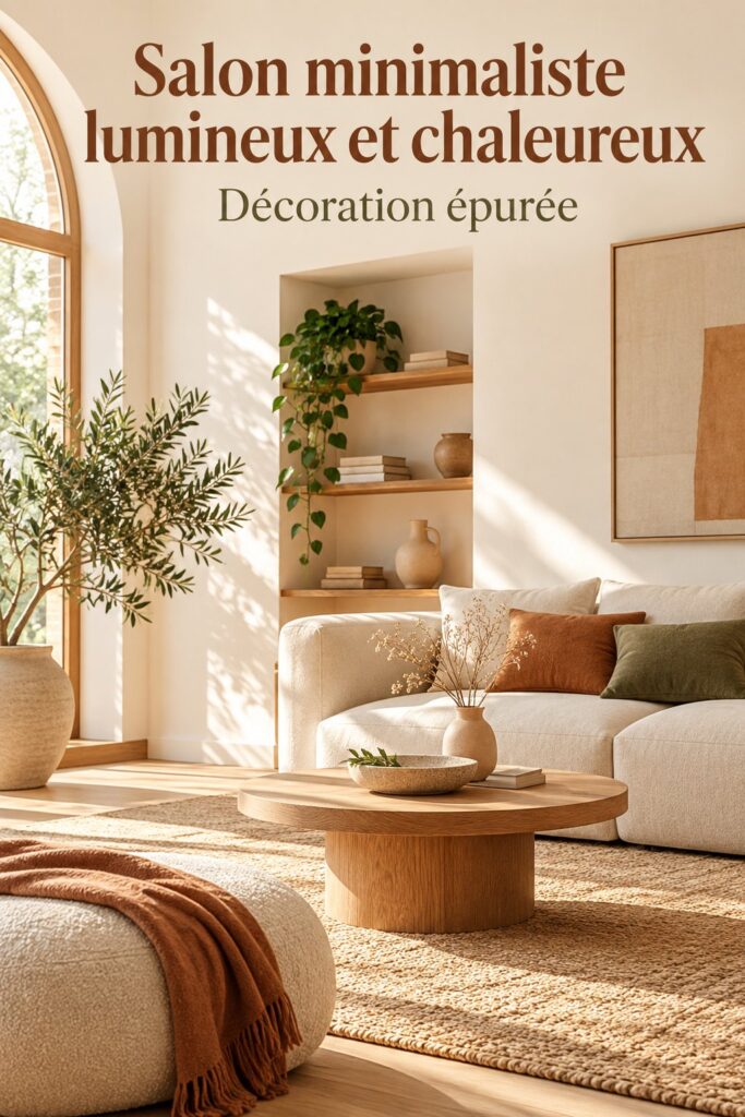 Un salon moderne et lumineux avec des meubles minimalistes et de grandes fenêtres