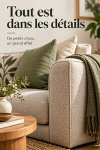 Un coin salon chaleureux avec des éléments décoratifs soigneusement choisis.