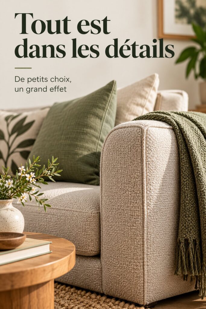 Un coin salon chaleureux avec des éléments décoratifs soigneusement choisis.