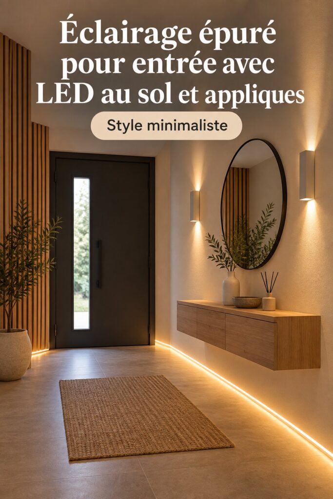 Un couloir moderne illuminé par un éclairage LED minimaliste et des appliques murales élégantes.