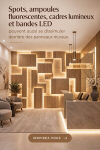 Eclairage indirect dans un salon moderne avec lampes et bandes LED.
