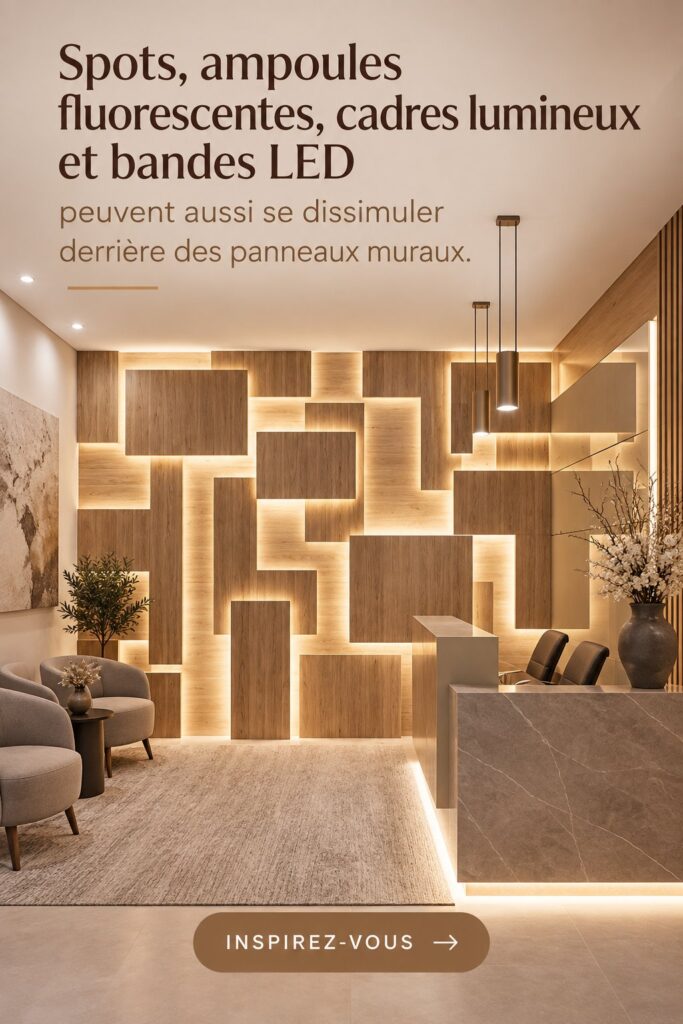 Eclairage indirect dans un salon moderne avec lampes et bandes LED.