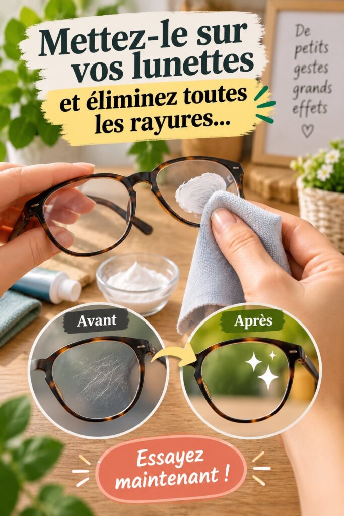 Image de lunettes avec des rayures, montrant l'importance de l'entretien
