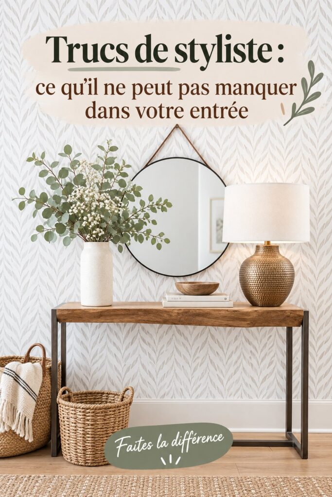 Un hall d'entrée chaleureux avec des éléments de décoration élégants et pratiques.