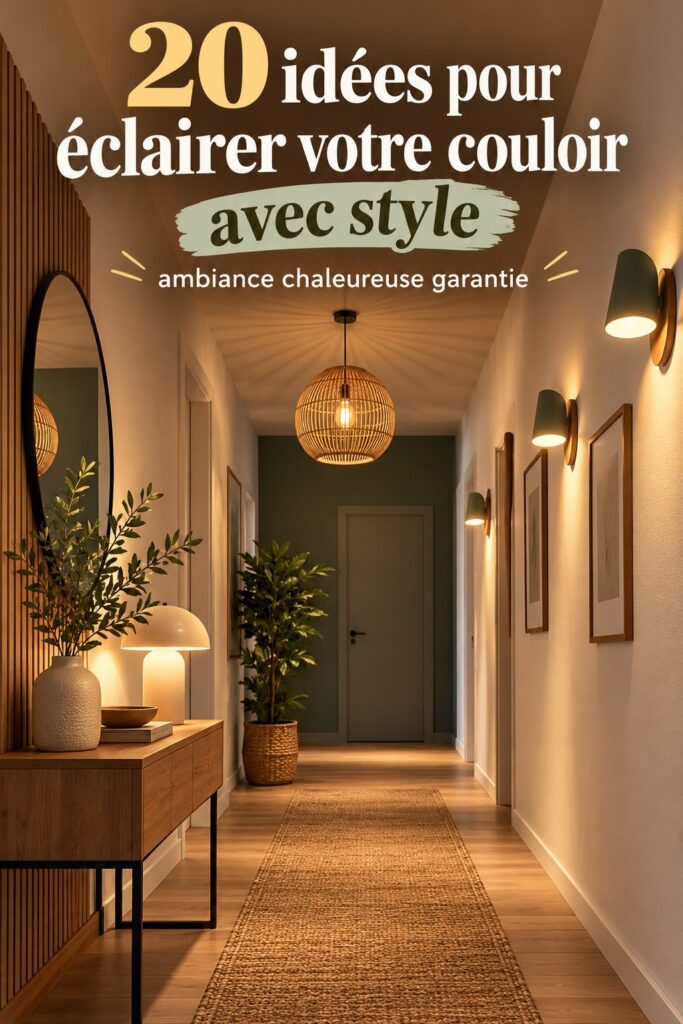 Un hall d'entrée décoré avec un éclairage chaleureux, créant une ambiance accueillante.