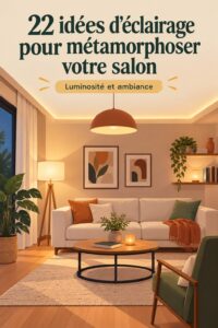 Un salon chaleureux avec un éclairage moderne et accueillant