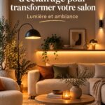 Salon moderne avec éclairage élégant et chaleureux