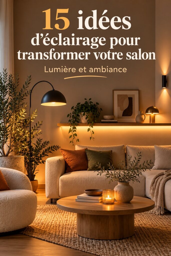 Salon moderne avec éclairage élégant et chaleureux