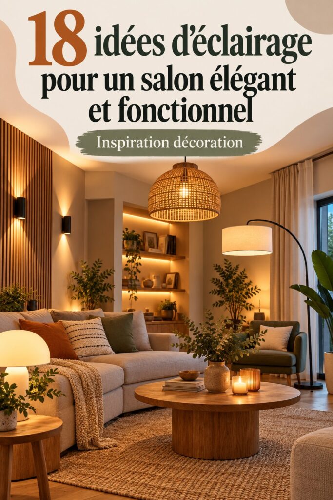 Salon lumineux avec différentes lampes créant une ambiance chaleureuse.
