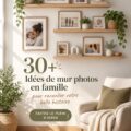 Mur de photos familiales agencé avec différents cadres pour une ambiance chaleureuse