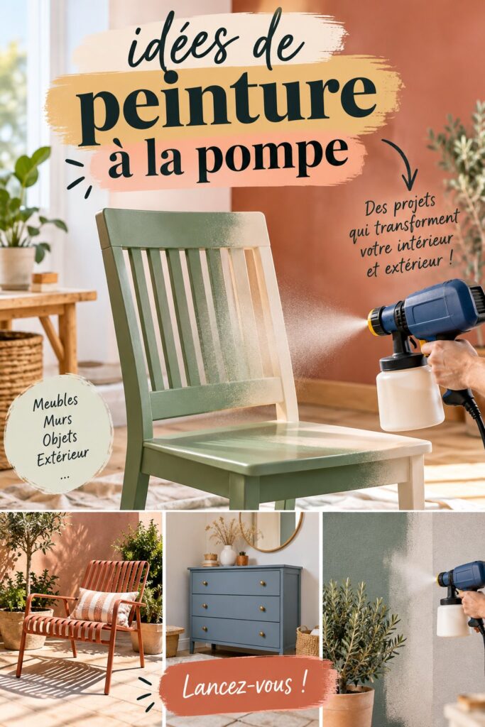 Exemple de décoration intérieure avec peinture à la pompe sur un mur coloré