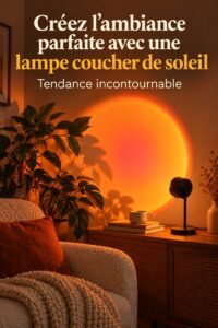 Une lampe coucher de soleil créant une ambiance chaleureuse dans une pièce moderne.