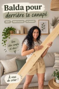 Un salon chaleureux avec un meuble décoratif derrière le canapé.