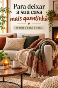 Un salon cosy avec des plaids douillets sur le canapé, créant une ambiance chaleureuse.