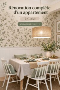 Un salon modernisé avec des touches de couleur chaleureuse et mobilier fonctionnel