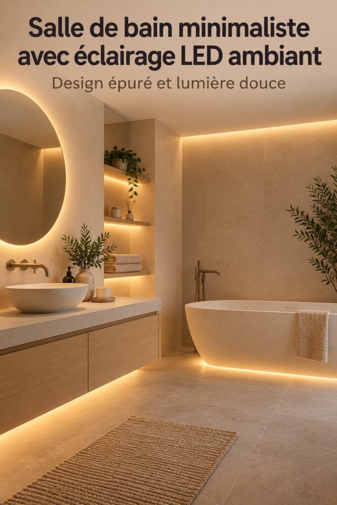 Salle de bain moderne et minimaliste avec éclairage LED apaisant