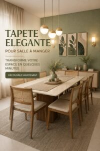 Tapis élégant dans une salle à manger chaleureuse avec une table décorée