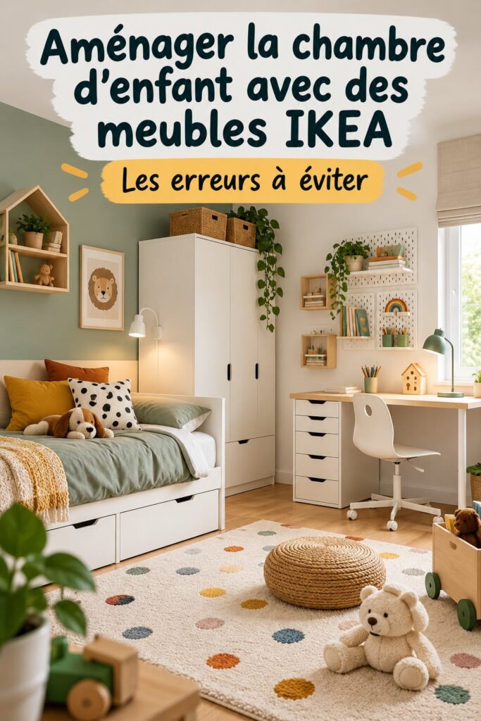 Chambre d'enfant aménagée avec des meubles IKEA, colorée et fonctionnelle.