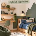 Chambre de garçon décorée avec des couleurs vives et un lit pratique.