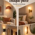 Appliques murales élégantes et modernes dans un salon chaleureux.