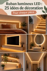 Un salon décoré avec des bandes LED créant une ambiance chaleureuse.