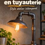 Éclairage industriel en tuyaux dans un salon moderne