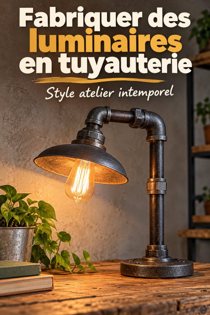 Éclairage industriel en tuyaux dans un salon moderne