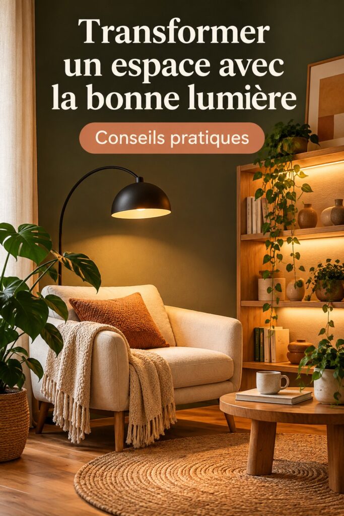 Espace intérieur décoré avec un éclairage chaleureux et accueillant