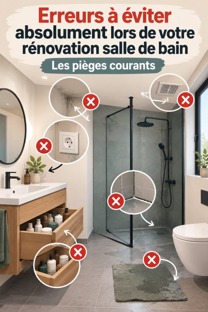 Rénovation de salle de bain avec des erreurs communes à éviter.