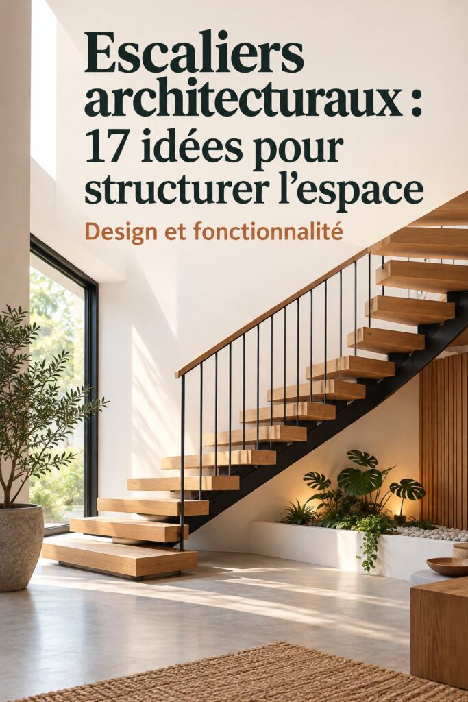Un bel escalier contemporain qui structure l'espace d'un intérieur lumineux et moderne.
