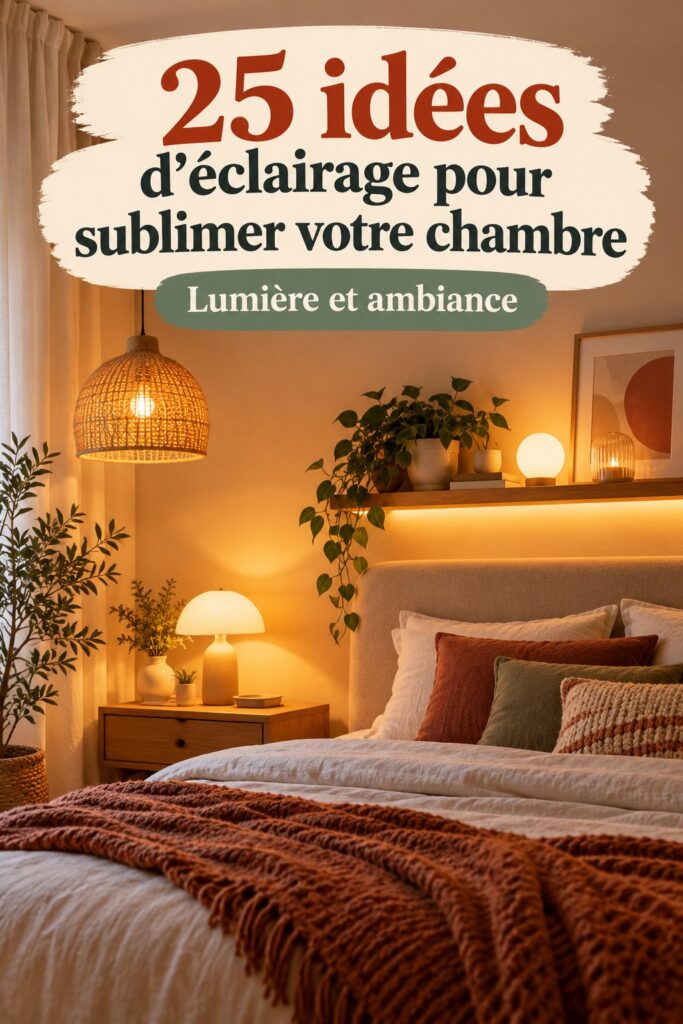 Une chambre chaleureuse avec un éclairage doux et moderne
