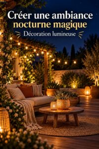 Intérieur décoré avec le style Flèche Nocturne, éclairage doux et éléments élégants.