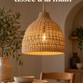 Lampe artisanale tissée à la main apportant une ambiance chaleureuse à un salon