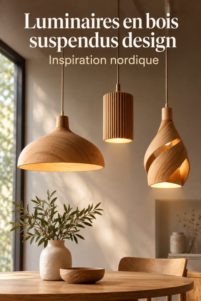 Lampe en bois moderne dans un intérieur chaleureux