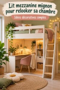 Lit mezzanine mignon dans une chambre décorée avec goût