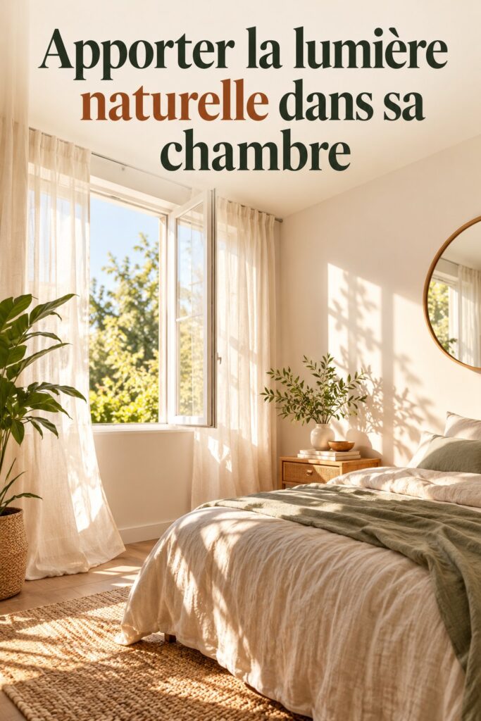 Chambre spacieuse et lumineuse avec des grandes fenêtres laissant entrer la lumière du jour.