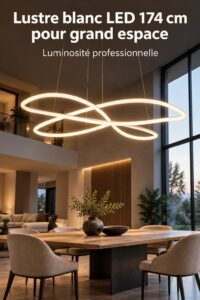 Un lustre moderne de couleur blanche suspendu dans un intérieur chic, illuminant l'espace.