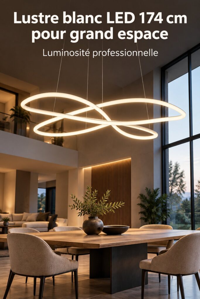 Un lustre moderne de couleur blanche suspendu dans un intérieur chic, illuminant l'espace.