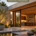 Intérieur moderne alliant béton et bois pour une ambiance chaleureuse