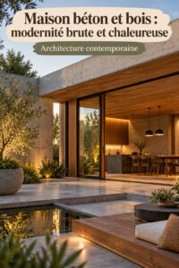 Intérieur moderne alliant béton et bois pour une ambiance chaleureuse