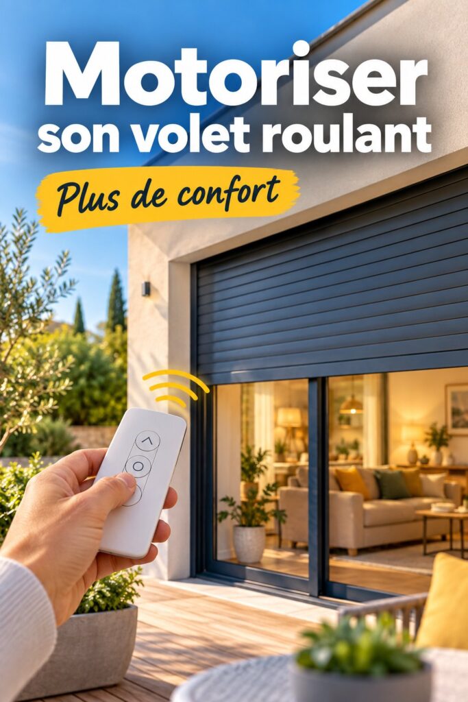 Volets roulants motorisés installés dans une maison moderne, apportant confort et esthétique.