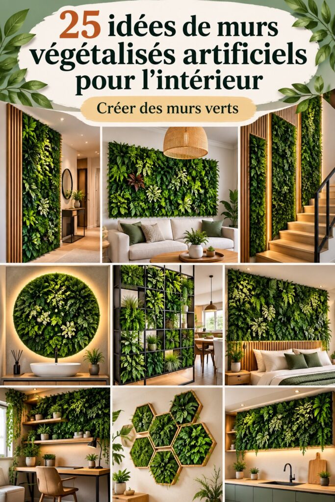 Un mur en gazon artificiel dans un salon lumineux apporte une touche de nature à l'intérieur.