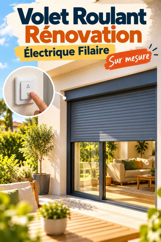 Volet roulant électrique sur mesure installé dans un salon moderne.