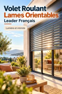 Volets roulants à lames orientables installés dans un salon moderne